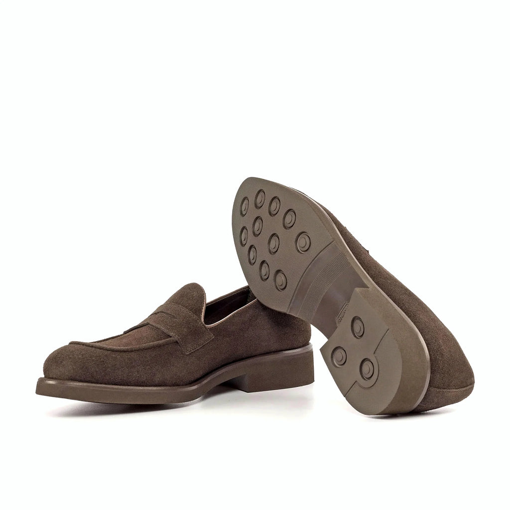 Brown heeled rubber sole