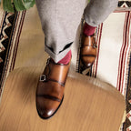 Burnished cognac Italian calf upper