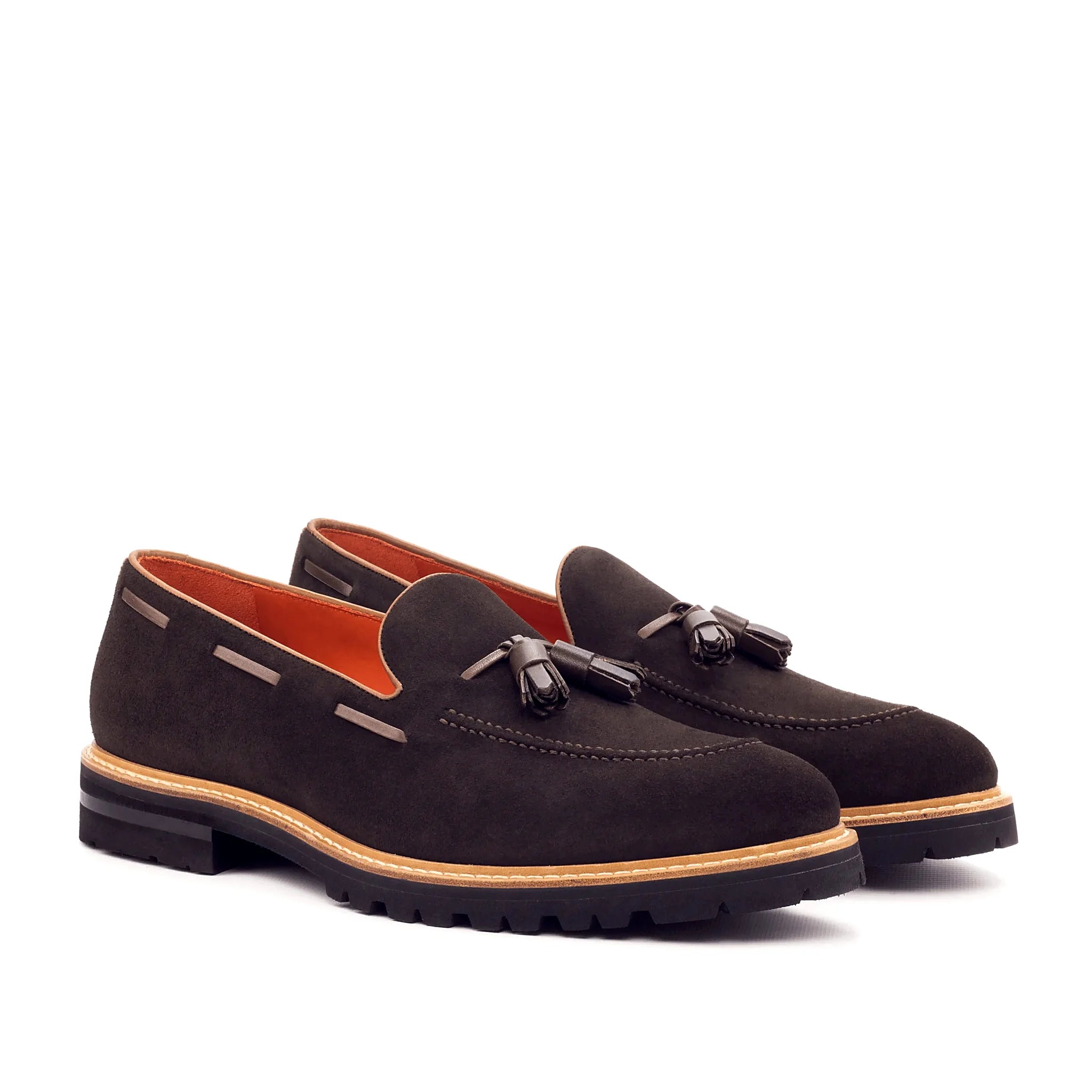 Four brown materials across one loafer upper
