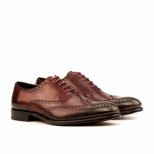 Burgundy painted calf brogue, perforated throughout