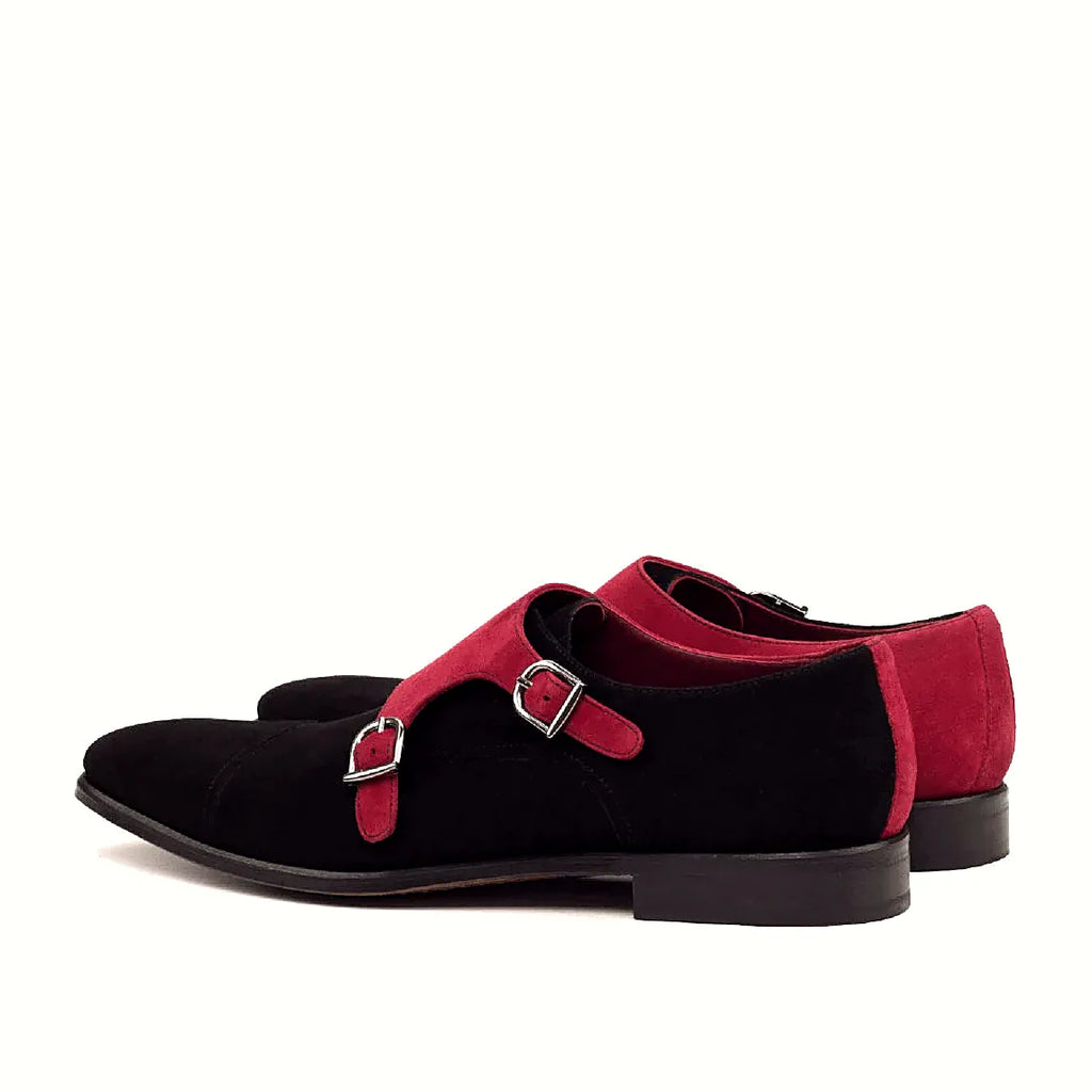 Black kid suede beside the red