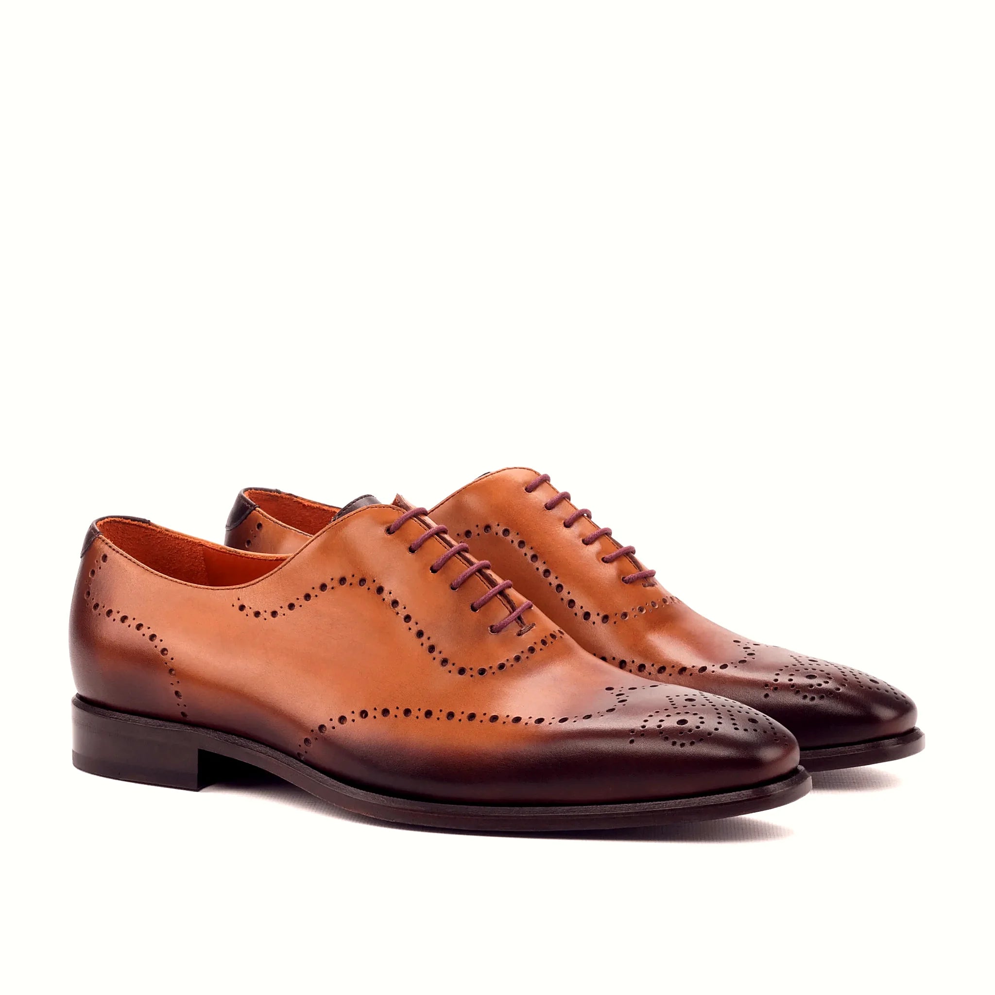 Dark brown painted calf on the wholecut