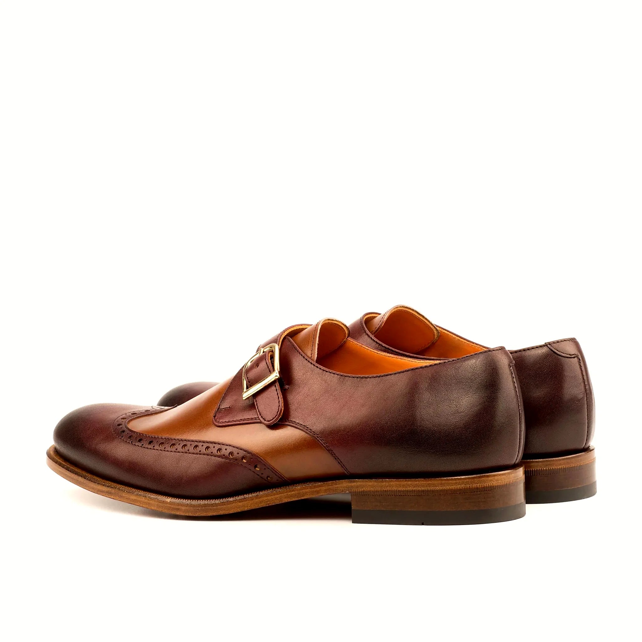 Burgundy painted calf panel on the upper