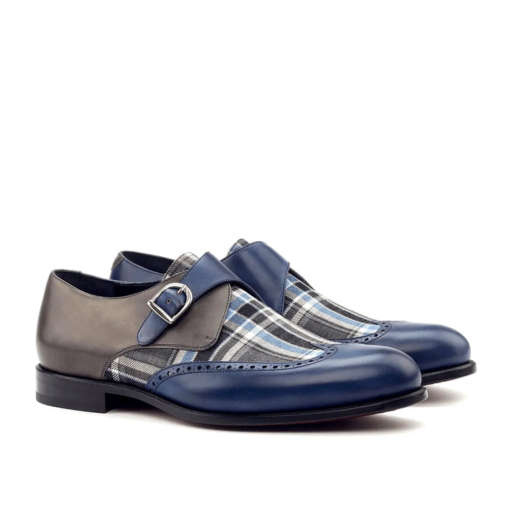 Plaid sartorial panel on the single monk