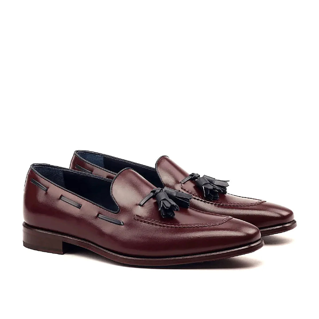 Burgundy box calf on the loafer