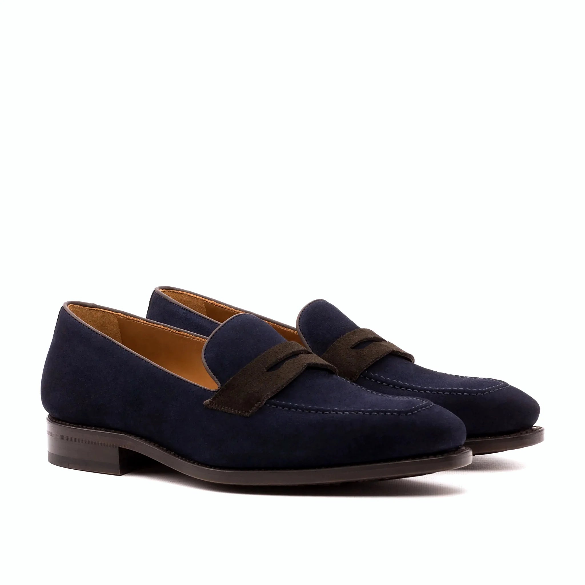 Dark brown lux suede on the loafer