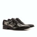 Black box calf upper with two monk straps