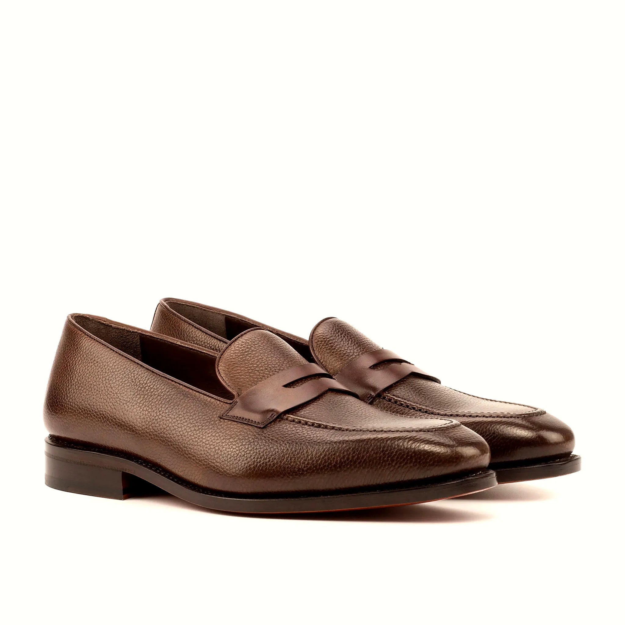 Dark brown box calf on the loafer