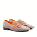Grey linen slipper upper