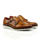 Cognac marble patina across the upper