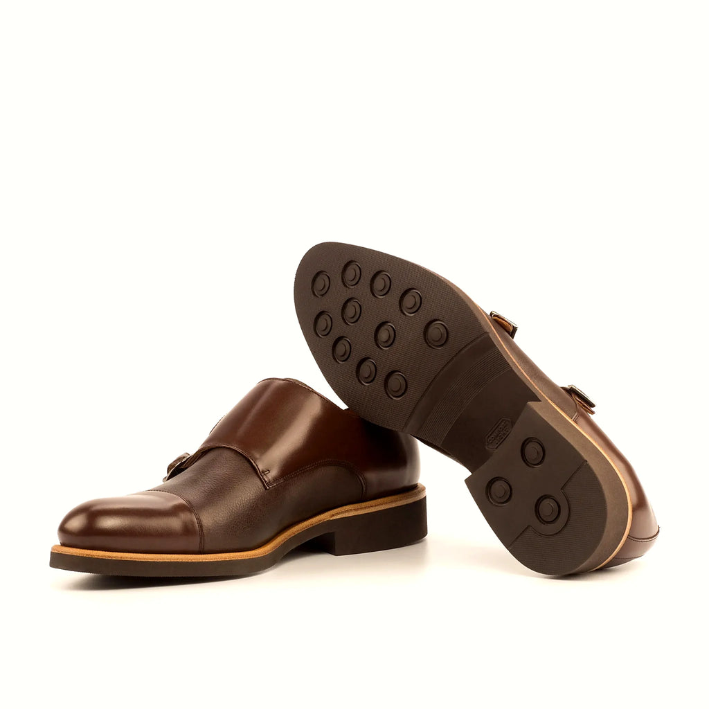 Brown heeled rubber sole