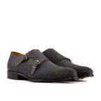 Dark grey flannel on the double monk