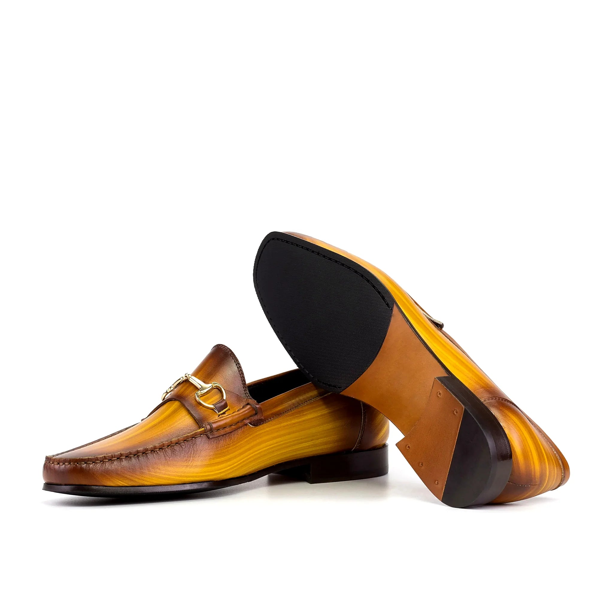 Cognac mixed leather-rubber sole