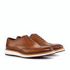 Med brown painted calf brogue, perforated throughout