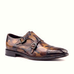 Brown camo patina across the double monk