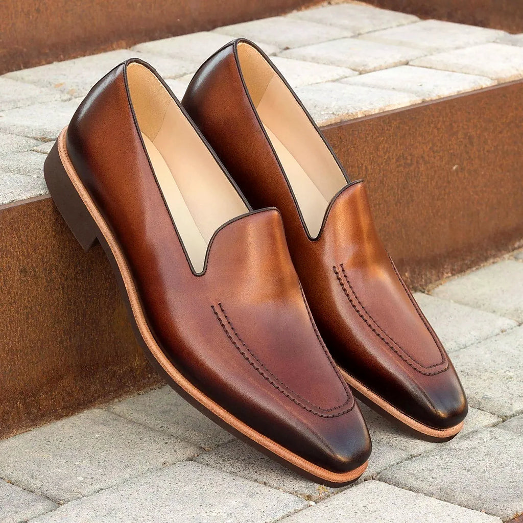Brown heeled rubber sole