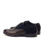 Dark brown painted calf beside the suede