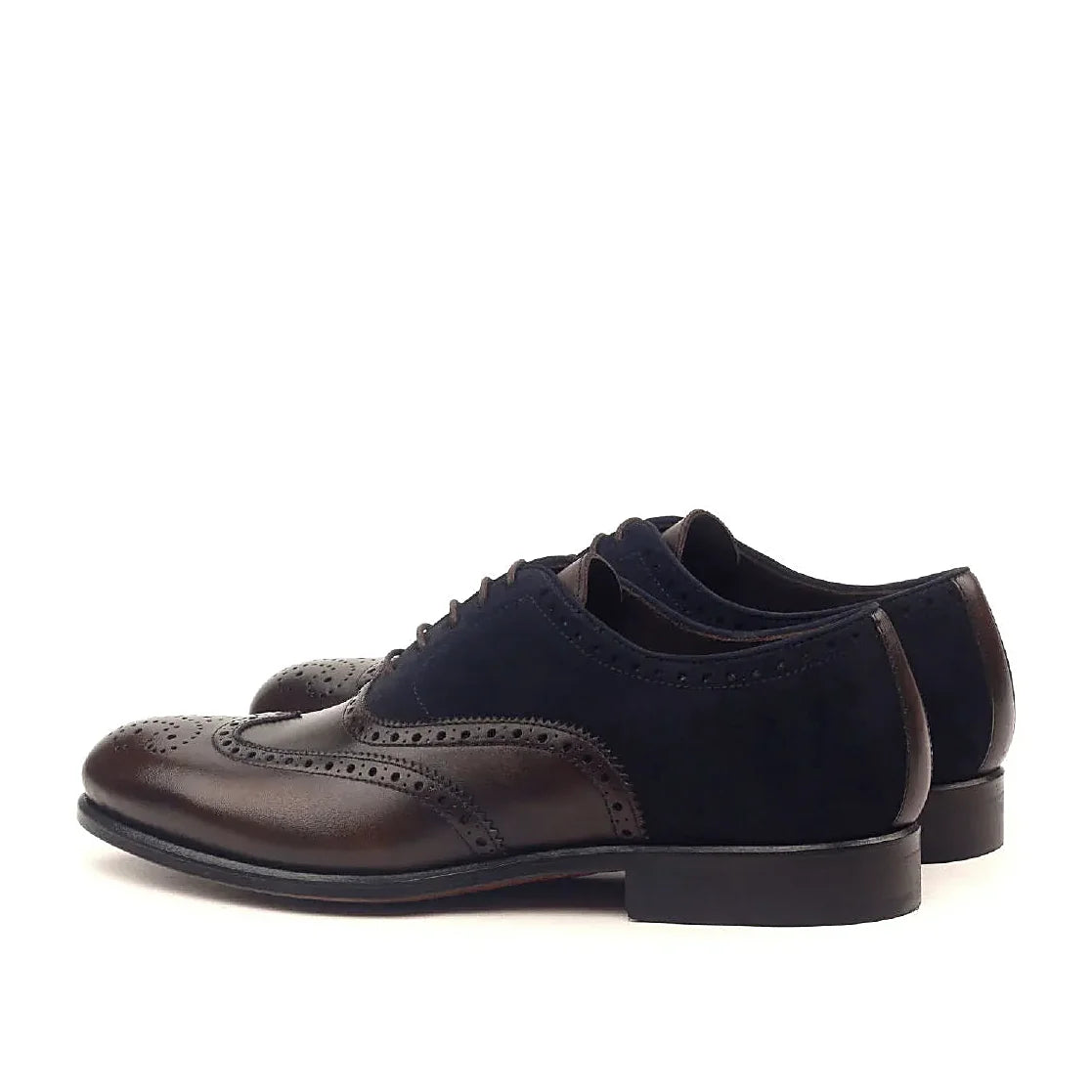 Dark brown painted calf beside the suede
