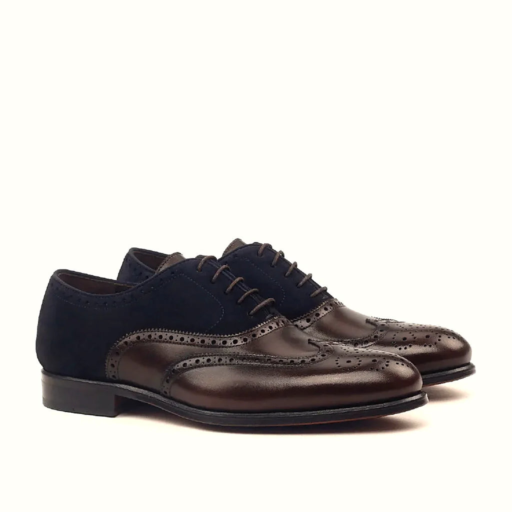 Navy lux suede on the full brogue