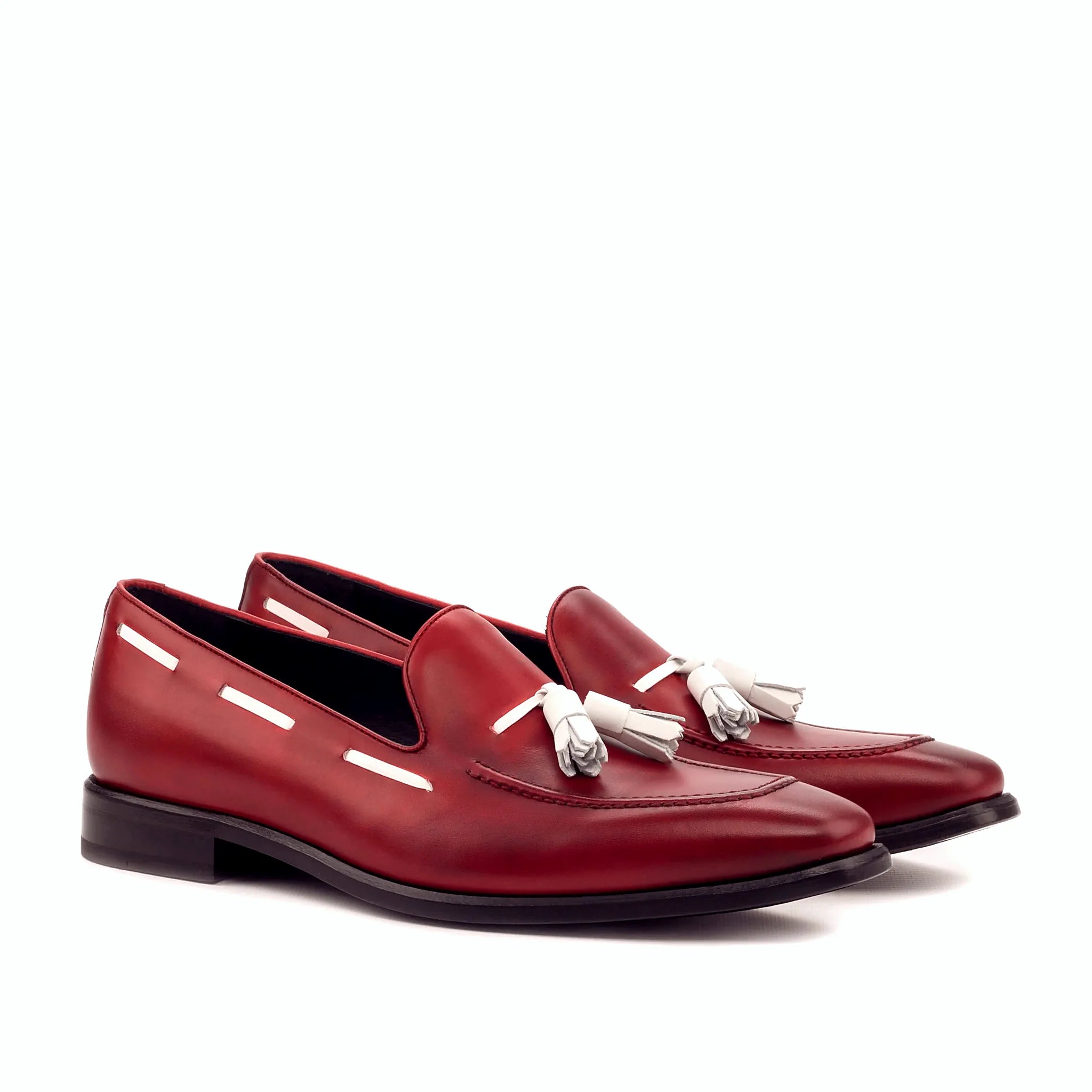 White box calf loafer with red panel
