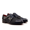 Dark grey flannel panel on the double monk