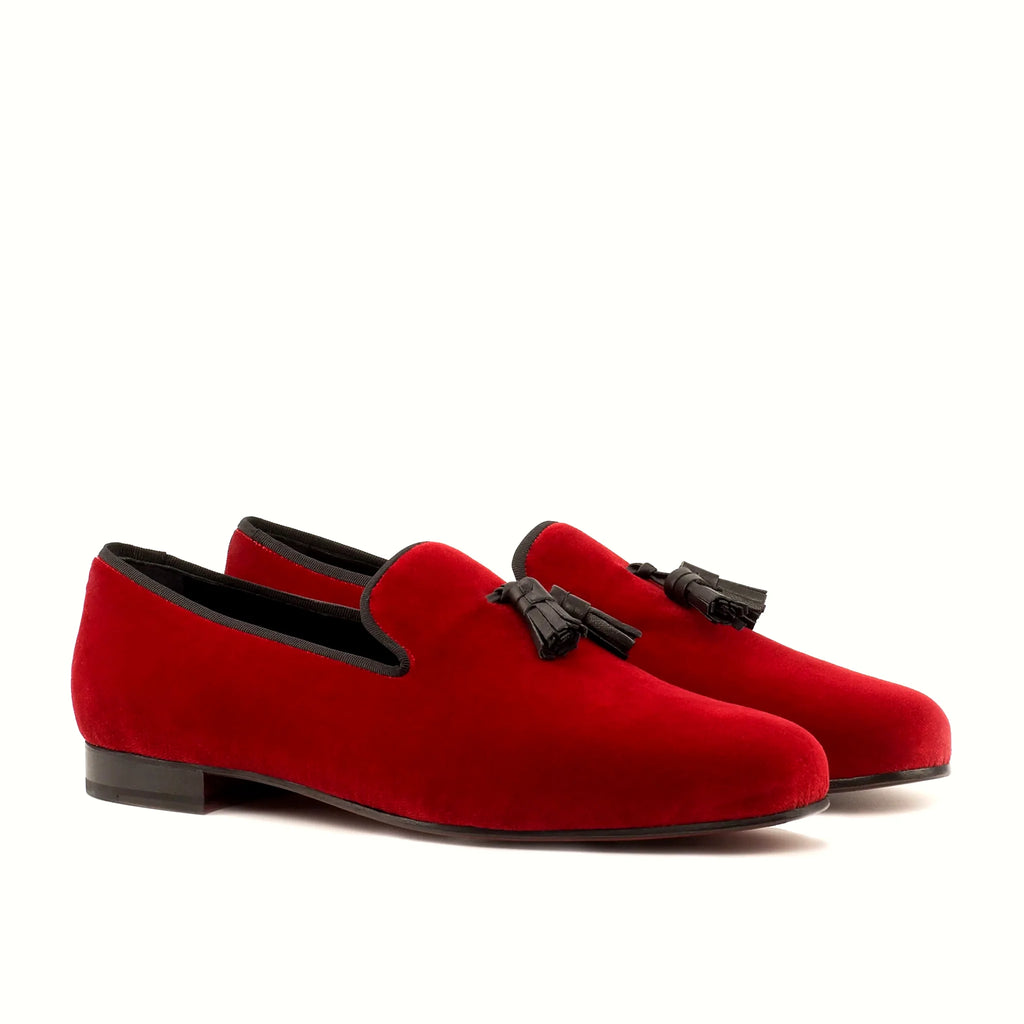 Red velvet slipper upper