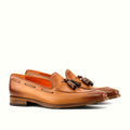 Cognac painted calf loafer with dark brown panel