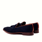 Cognac box calf beside the navy nap
