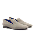 Grey linen slipper with a single panel