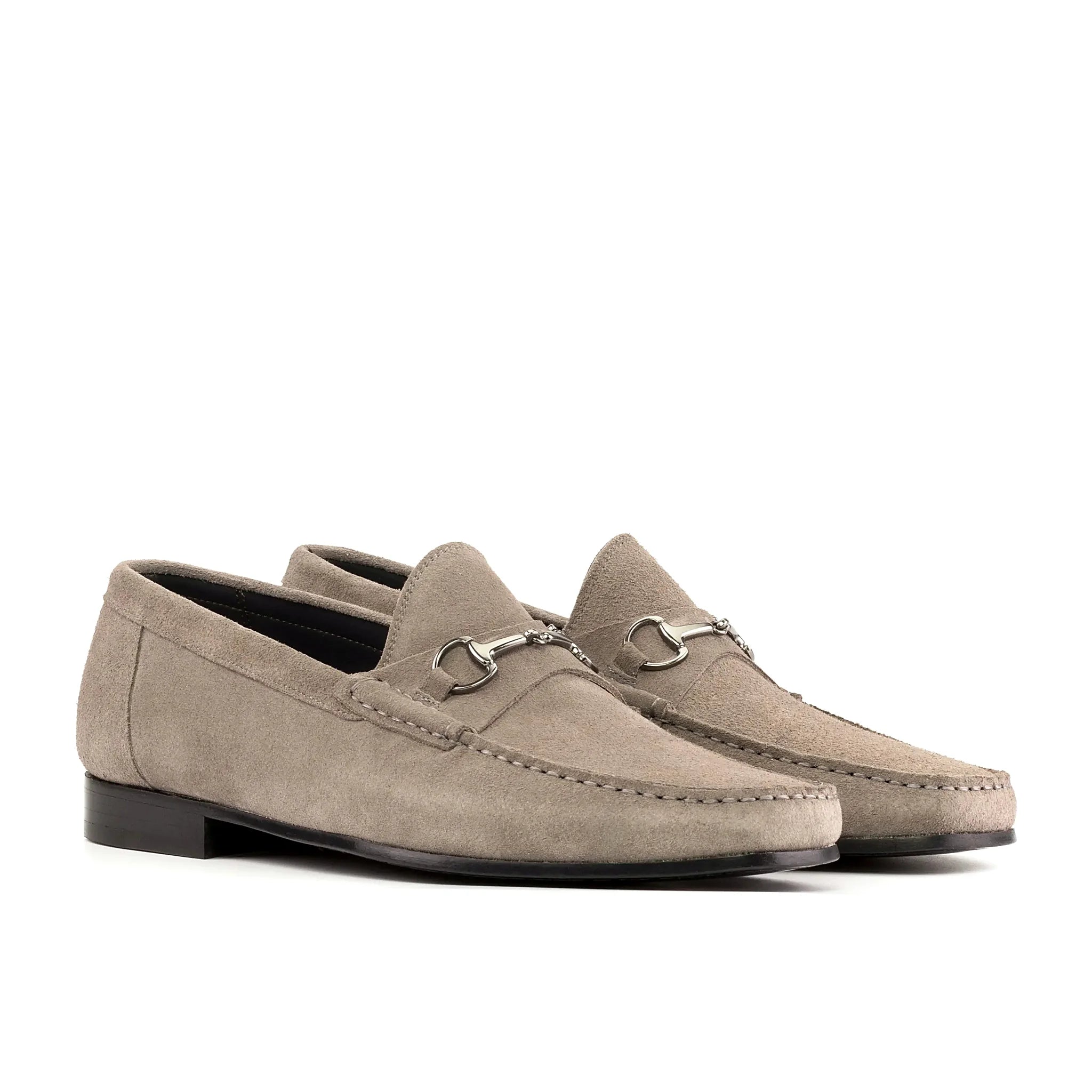 Grey suede moccasin with no second material