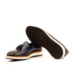 Navy painted calf across the whole upper