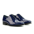 Cobalt blue patent across the oxford upper