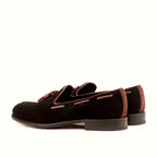 Burgundy painted calf against the suede