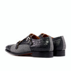 Light grey flannel beside the croco