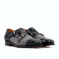 Black painted embossed croco on the upper