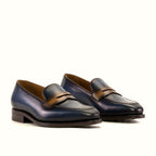Med brown box calf on the burnished loafer