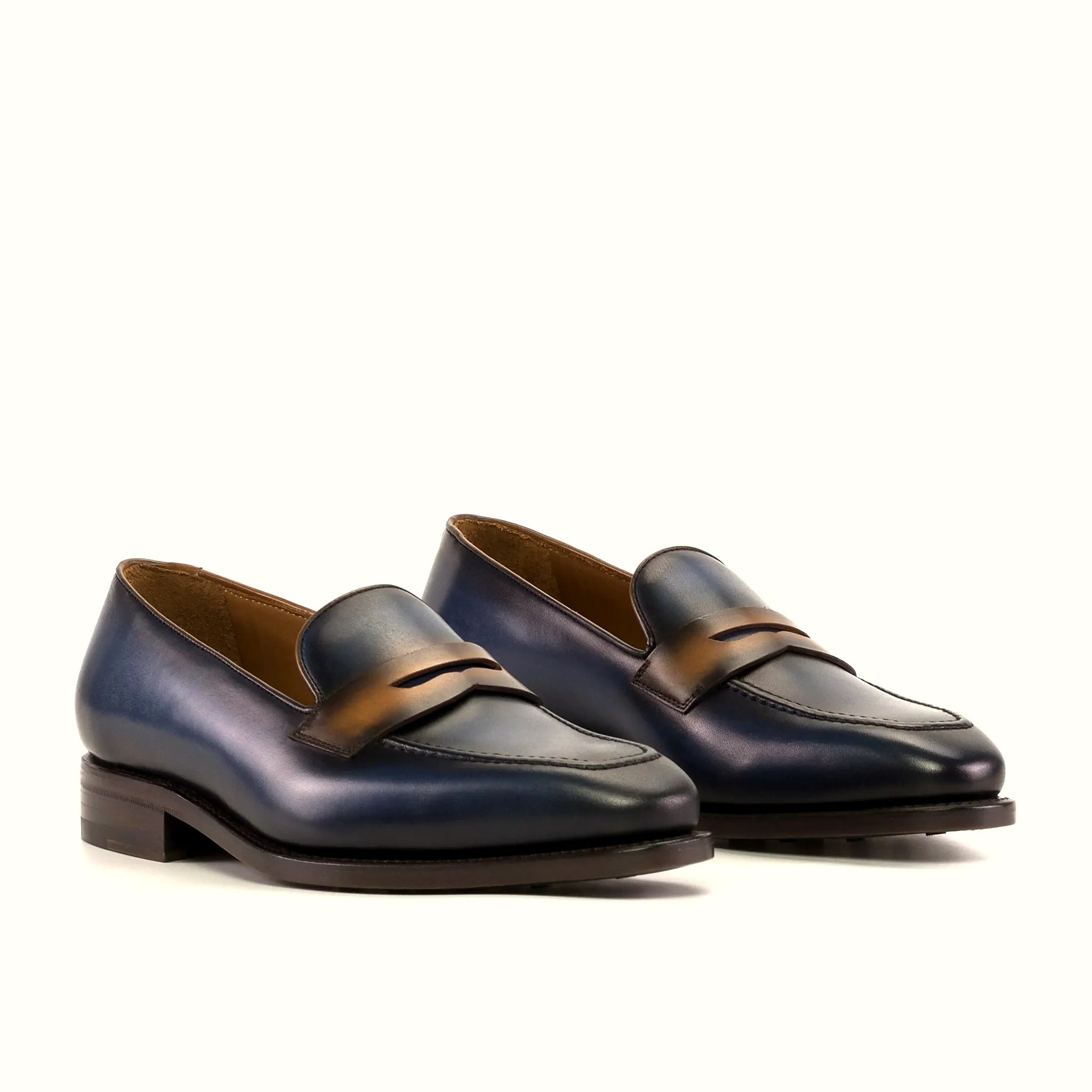 Med brown box calf on the burnished loafer