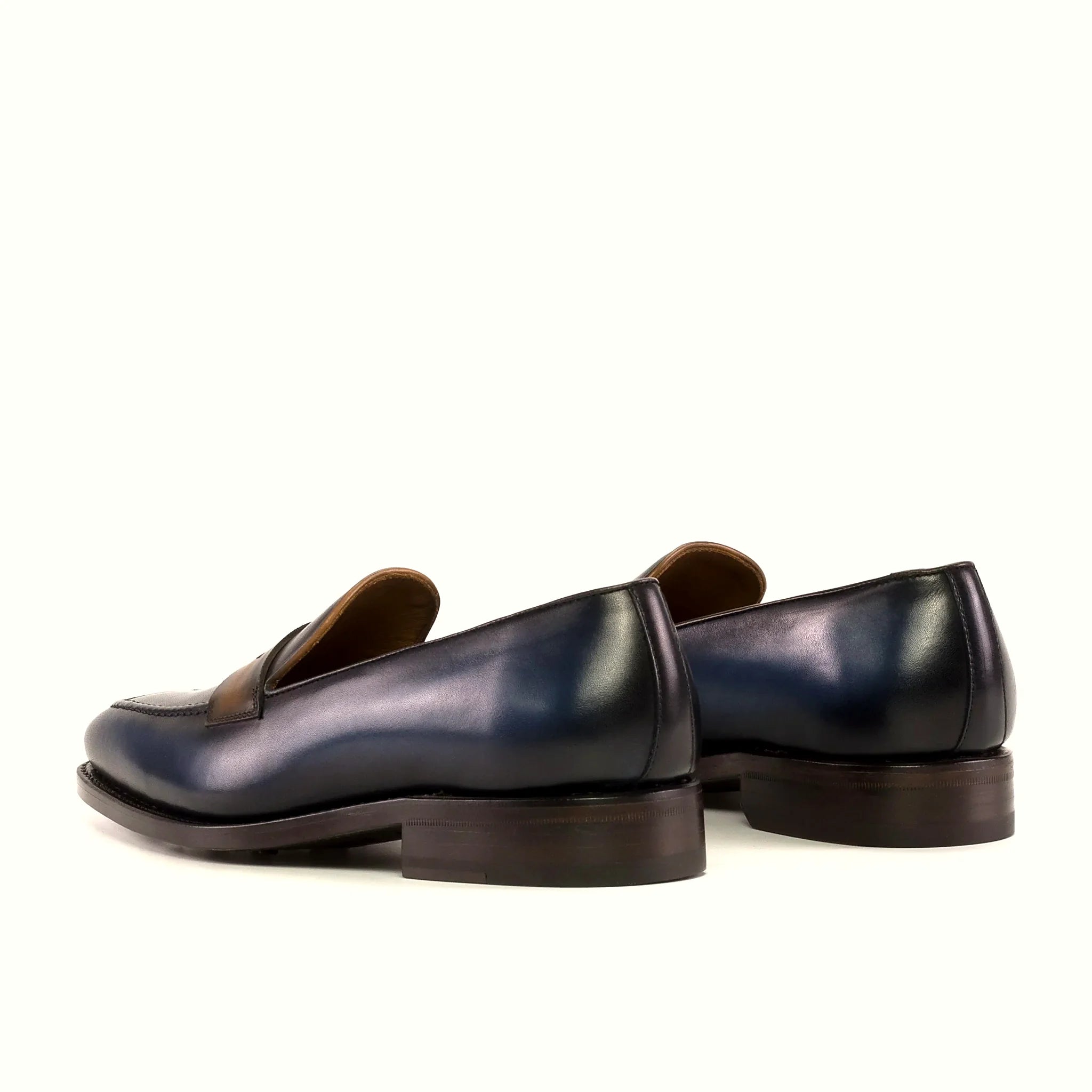 Cognac and navy painted calf panels