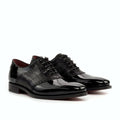 Croc embossed saddle across the lace area
