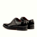 Black patent leather around the saddle
