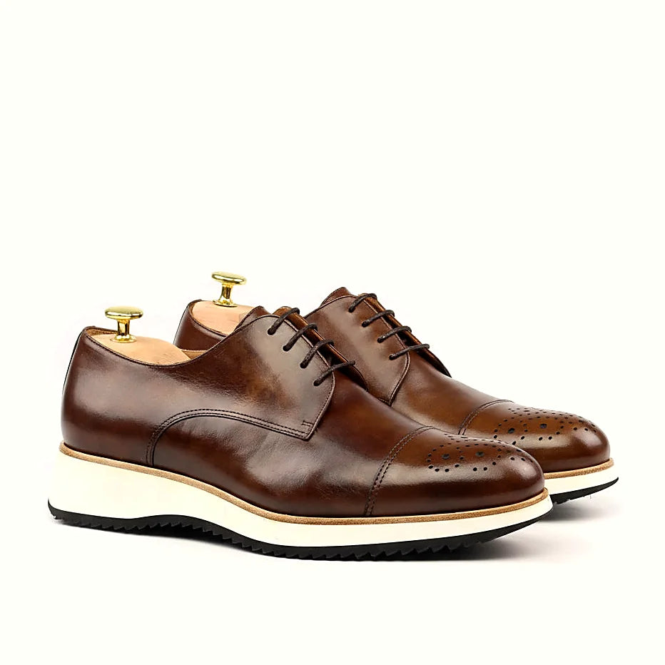 Dark brown painted calf derby