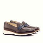 Dark brown painted full grain on the loafer