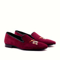 Wine suede slipper with nothing to fasten