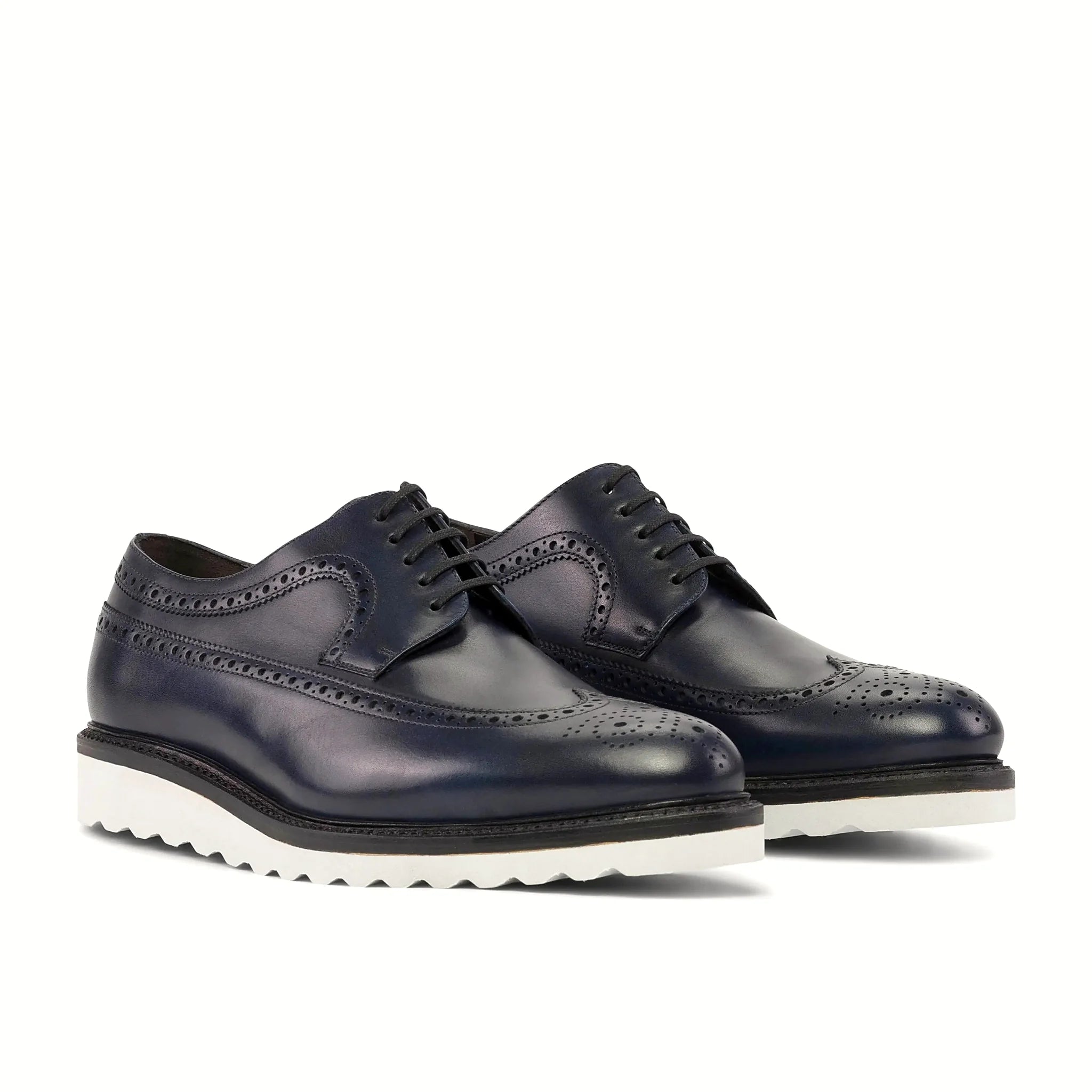 Navy box calf across the whole upper